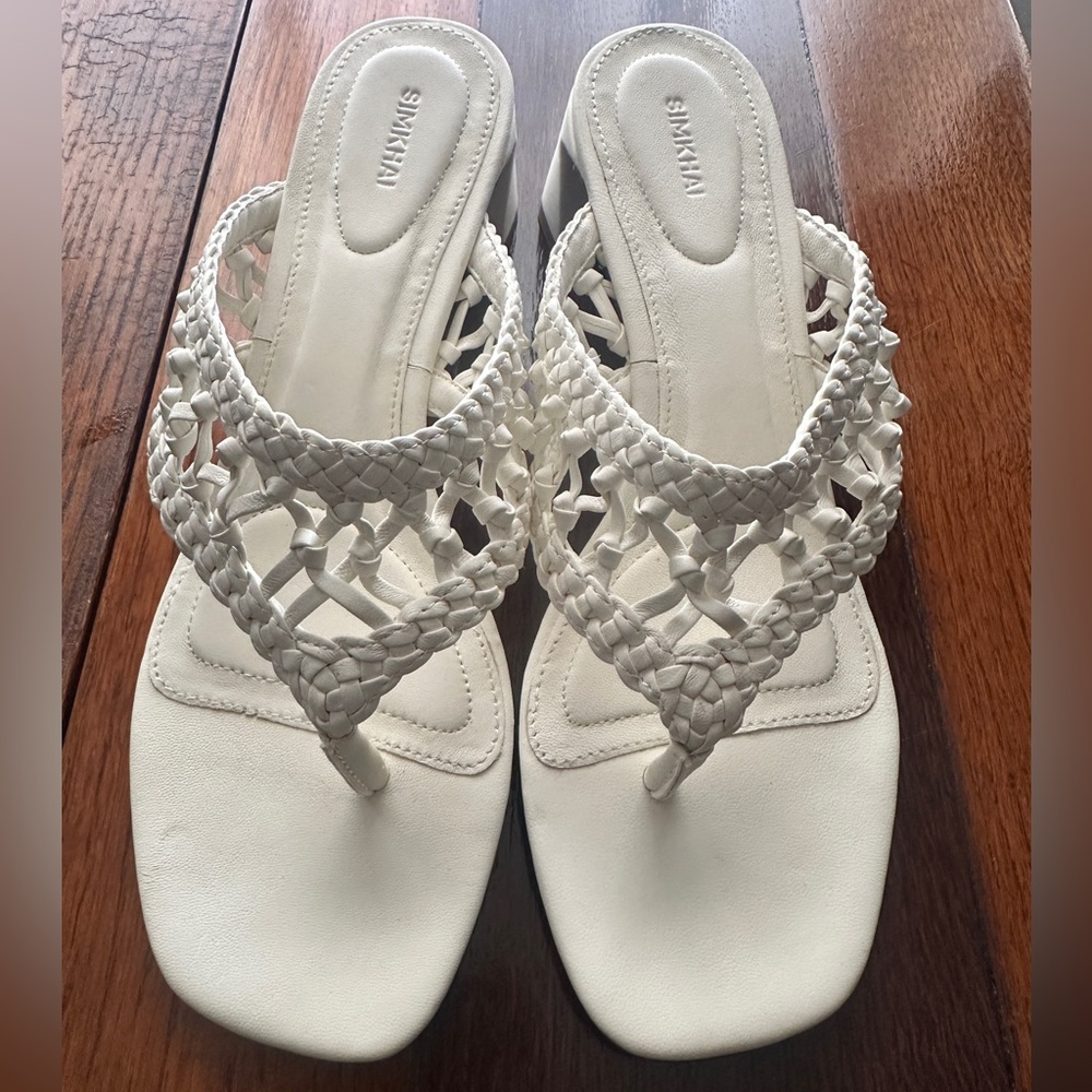 Brand New- SIMKHAI - Alia Woven Leather Platform Thong Sandals